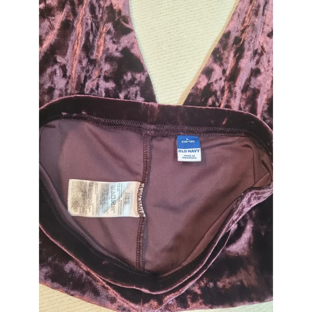 Old Navy Girls Crushed Velvet Leggings Purple Plum Size Large 10-12 Stretch Pant